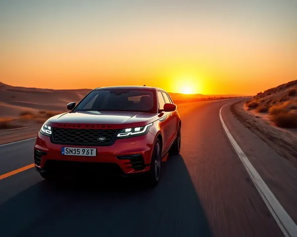 Dramatic Sunset Drive on Desert Highway with Range Rover Velar 4K Wallpaper