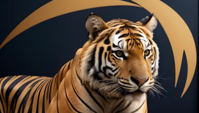 Dramatic Tiger Kushti Wallpaper with Golden Accents