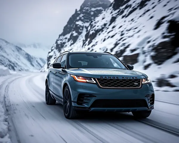 Dramatic Winter Drive through Snow-Covered Mountain Pass with Range Rover Velar 4K Wallpaper