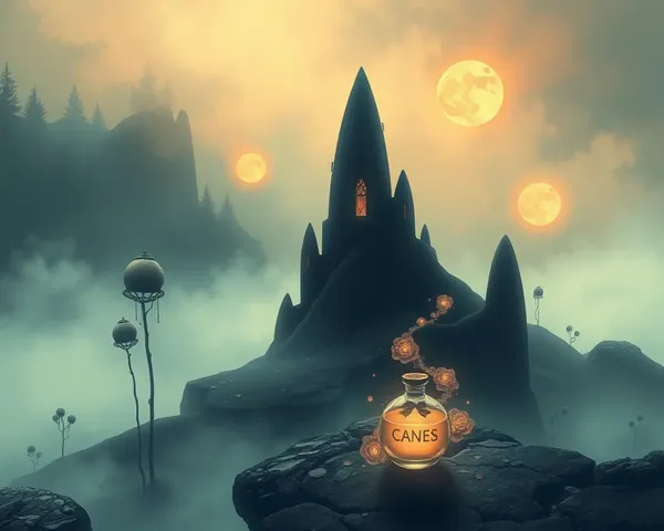 Dreamlike Foggy Landscape with Perfume and Orbs