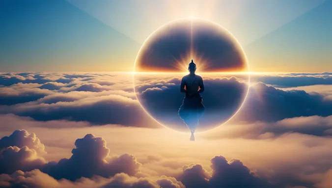 Dreamlike Sada Shiva Floating in Sea of Clouds