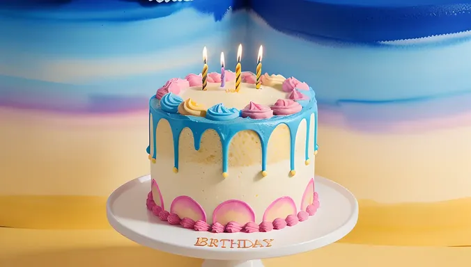 Dreamy Watercolor Abstract Background with Delicate Cake Decorations