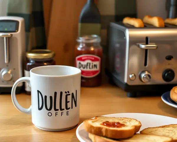 Dublin Coffee Mug on Kitchen Counter with Toast and Pastries