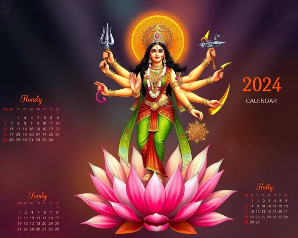 Durga Mata Digital Painting for Hindu Festival Calendar