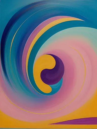 Dynamic Chara in Swirling Patterns of Color and Shapes