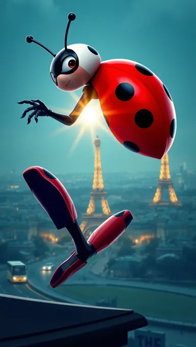 Dynamic Miraculous Ladybug with Cityscape and Eiffel Tower