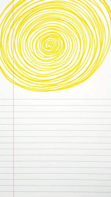 Dynamic Yellow Spiral Pattern on Notepad with Faint Lines