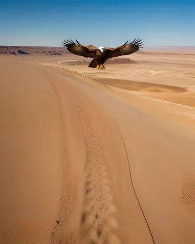 Eagle Soars Over Arid Desert Kingdom