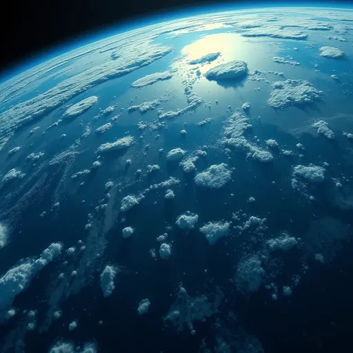 Earth's Atmosphere Illuminated by Oxygen Molecules in Soft Blue Light