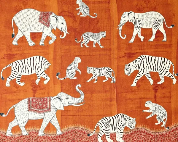 Eclectic Animal Madhubani Art Wallpaper with Earthy Tone