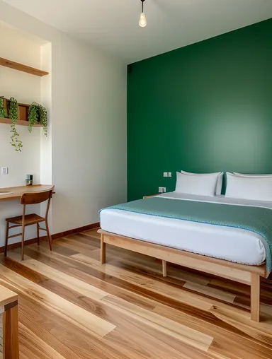 Eco-Friendly Hostel Room with Living Green Wall