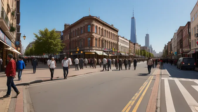 Economic Diversity City Street Scene with Diverse People