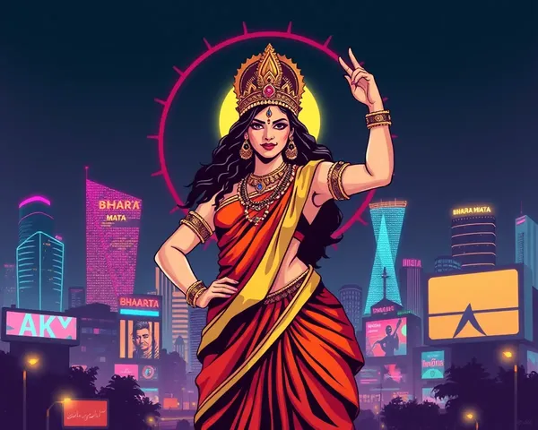 Edgy Bharat Mata with Cityscape Illustration