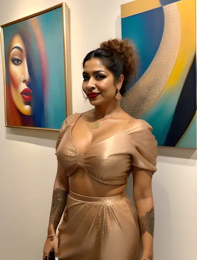Edgy Chic: Beauty Aunty with Bold Hairstyle and Art