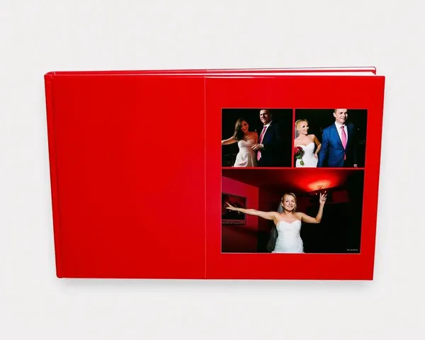 Edgy Red Wedding Album with Neon-Lit Design