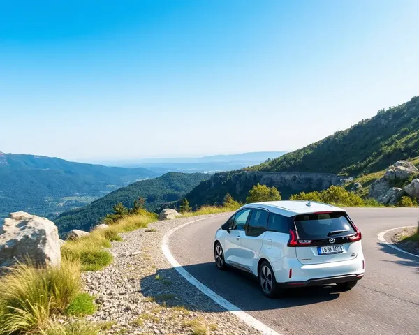 Eeco Car Driving on Mountain Road with Valley View PNG