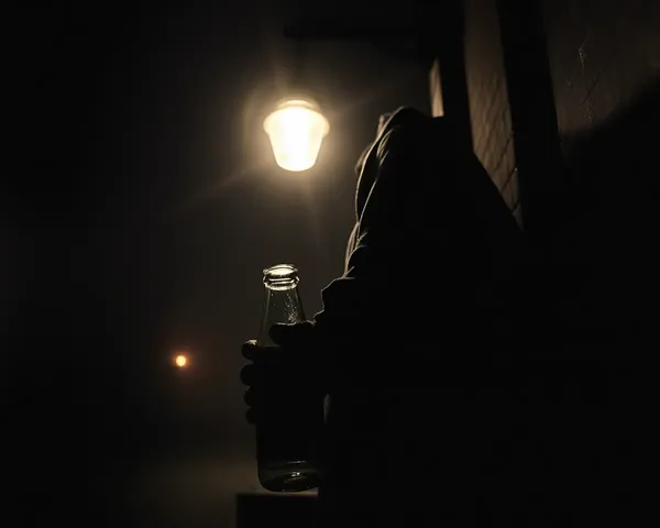 Eerie Thug Lurking in Shadows with Broken Glass Bottle