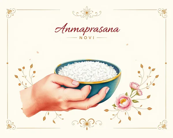 Elegant Annaprasana Invitation Card with Watercolor Rice Design