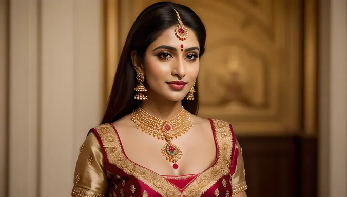 Elegant Bhabhi in Traditional Indian Outfit