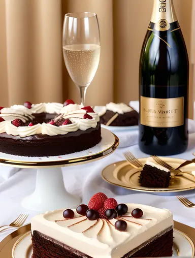 Elegant Black Forest Cake at Fancy Dinner Party
