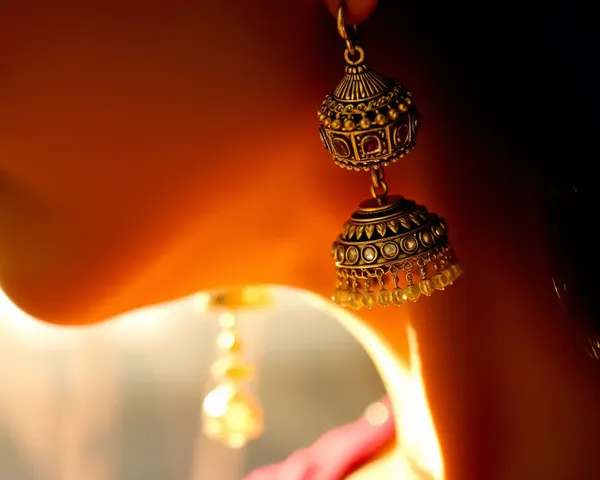 Elegant Glow of Jhumkas Against Soft Light