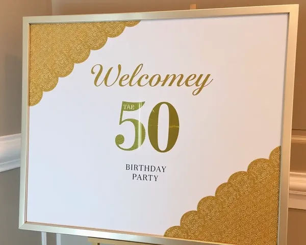 Elegant Gold and Silver Welcome Board for 50th Birthday Party