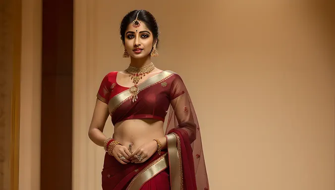 Elegant Indian Girl Displays Hourglass Figure