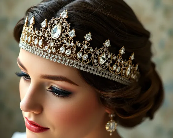 Elegant Jewellery Model in Vintage-Style Tiara with Diamonds PNG