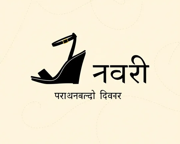 Elegant Marathi Footwear Banner with Wedges and Cursive Font