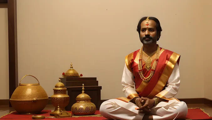 Elegant Mohiniyattam Dancer with Traditional Instruments