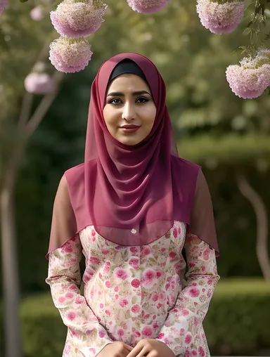 Elegant Muslim Woman in Colorful Burkha Portrait