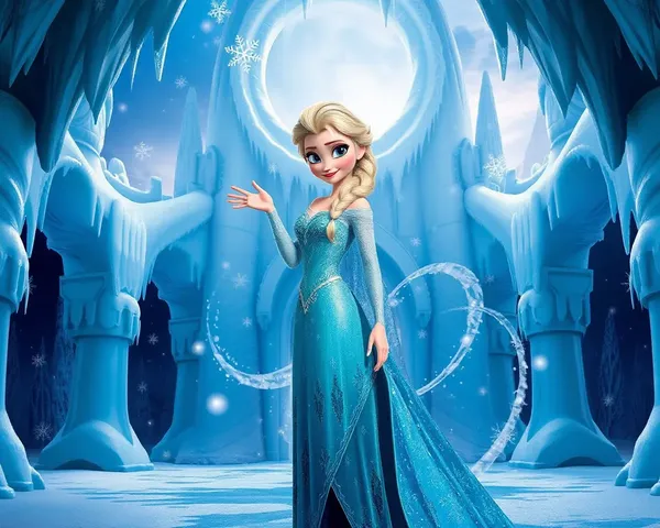 Elsa Frozen PNG in Iconic Ice Palace with Snowflakes