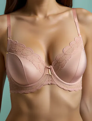 Embroidered Bra with Lace Details on Soft Background