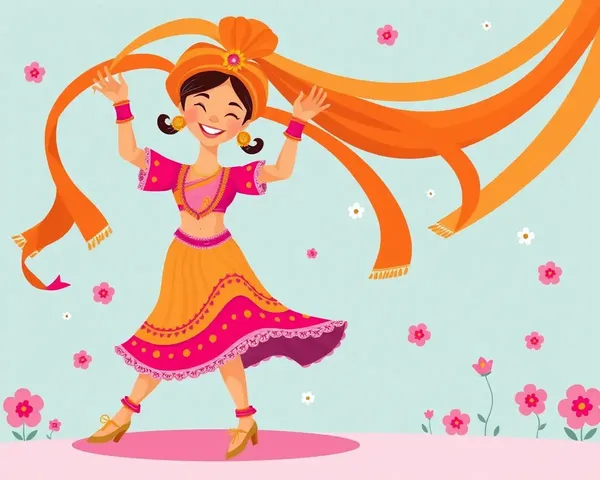 Energetic Punjabi Folk Dancer in Bright Orange and Pink