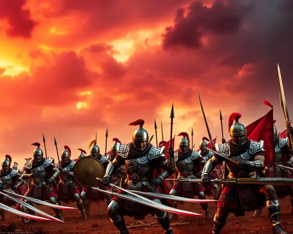 Epic Bollywood Battle Scene with Warriors and Fiery Sky