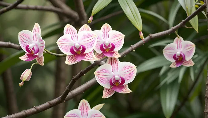 Epiphytic Orchids Grow on Tree Branches