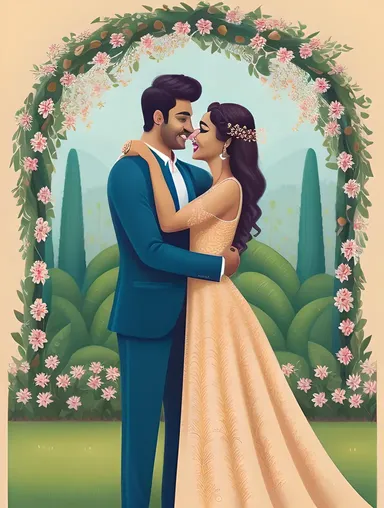 Eternal Love of Kamdev and Rati in a Garden