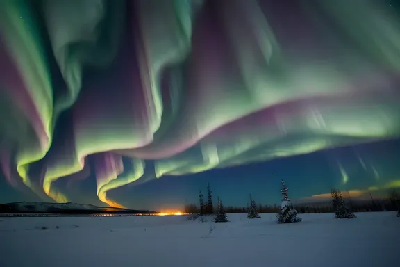 Ethereal Aurora Borealis over yyyy Year Old Night Sky