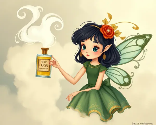 Fairy Holds Fogg Perfume in Whimsical Fog Scene