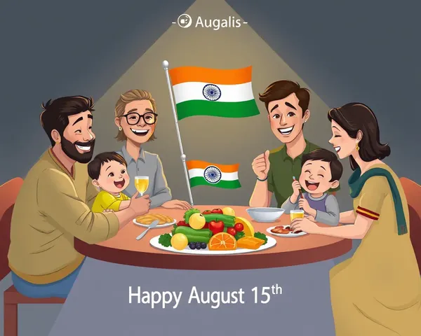 Family Celebrates Independence Day with Indian Flag