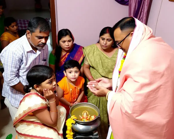 Family Witnesses Mundan Ceremony with Sacred Water