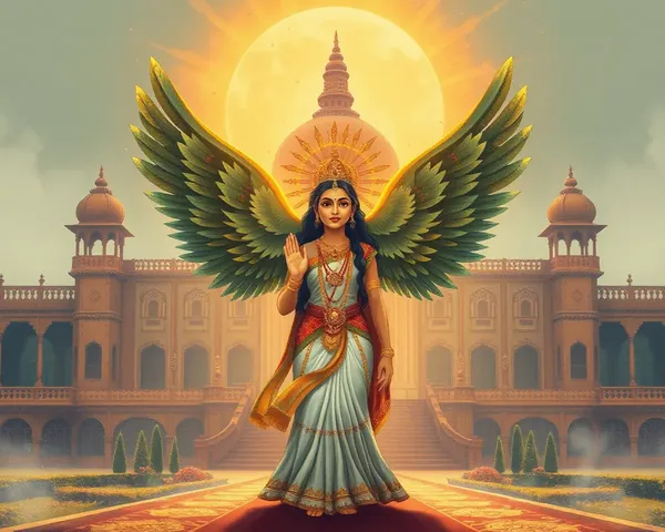 Fantastical Bharat Mata with Wings Illustration