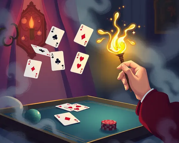 Fantastical Rummy Game with Cards and Glowing Wand