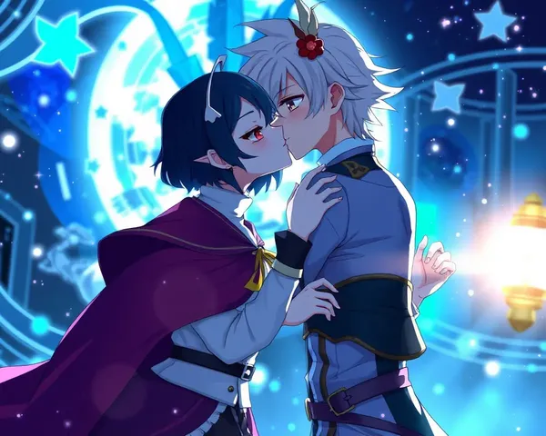 Fantasy Anime Kiss in Futuristic or Magical Setting