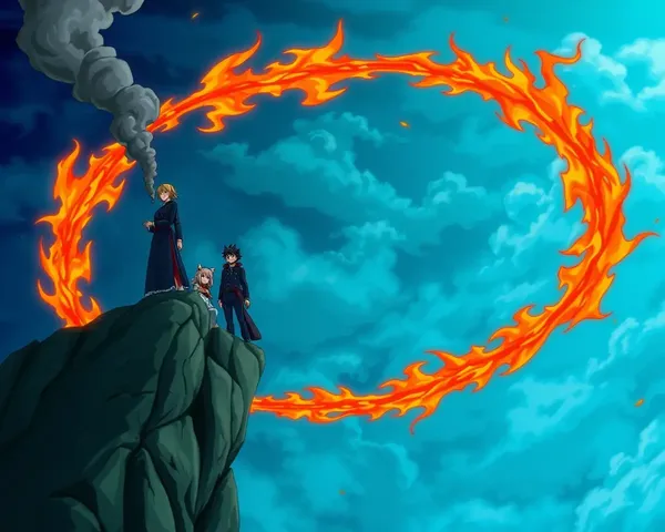 Fantasy Anime Scene with Ring of Fire