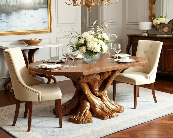 Farnichar Tebal Dining Table Base Elegant Chair Setting