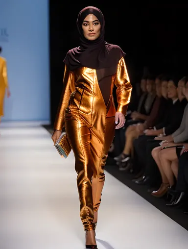 Fashion Model Struts in Bold Burkha Outfit