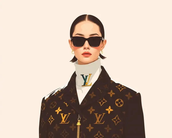 Fashion Model with Louis Vuitton Logo Vector Integrated Outfit