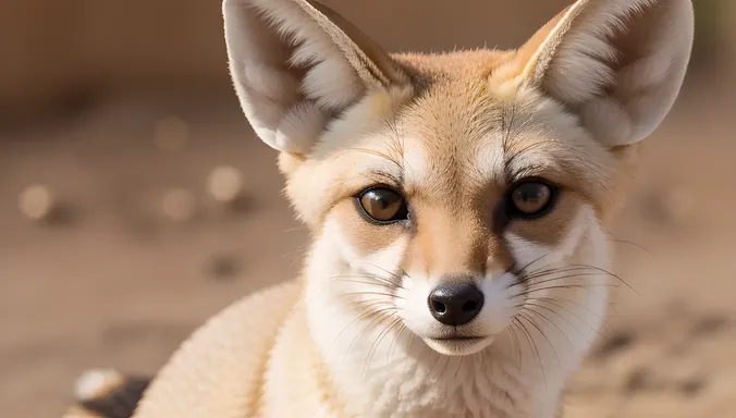 Fennec Fox's Curious Face Sniffing the Air with Big Brown Eyes.