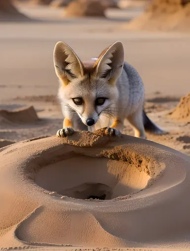 Fennec Fox Burrows Underground with Busy Paws
